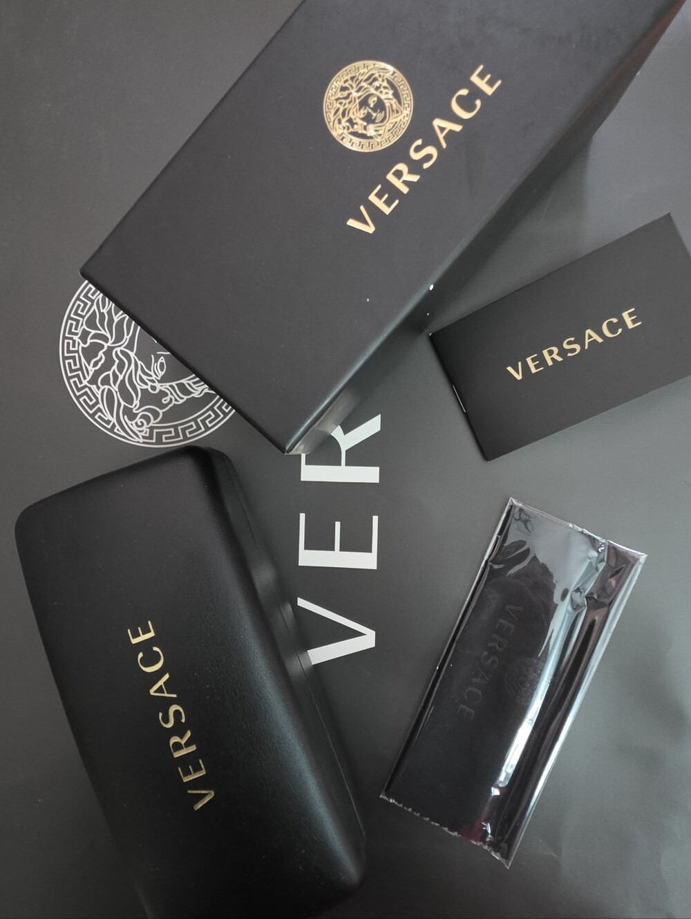 Versace Black and Gold Men's Glasses Accessory Set